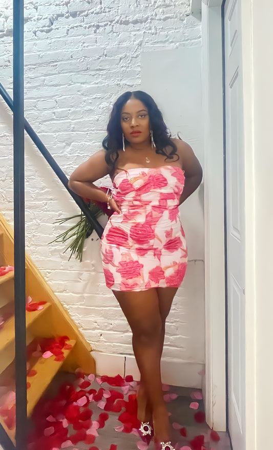 Rose Jacquard Mini Dress