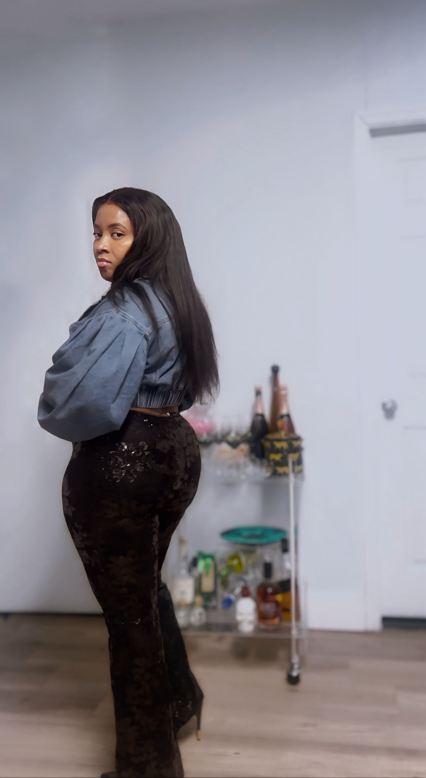 Sas Denim Crop Ballon Sleeve Jacket