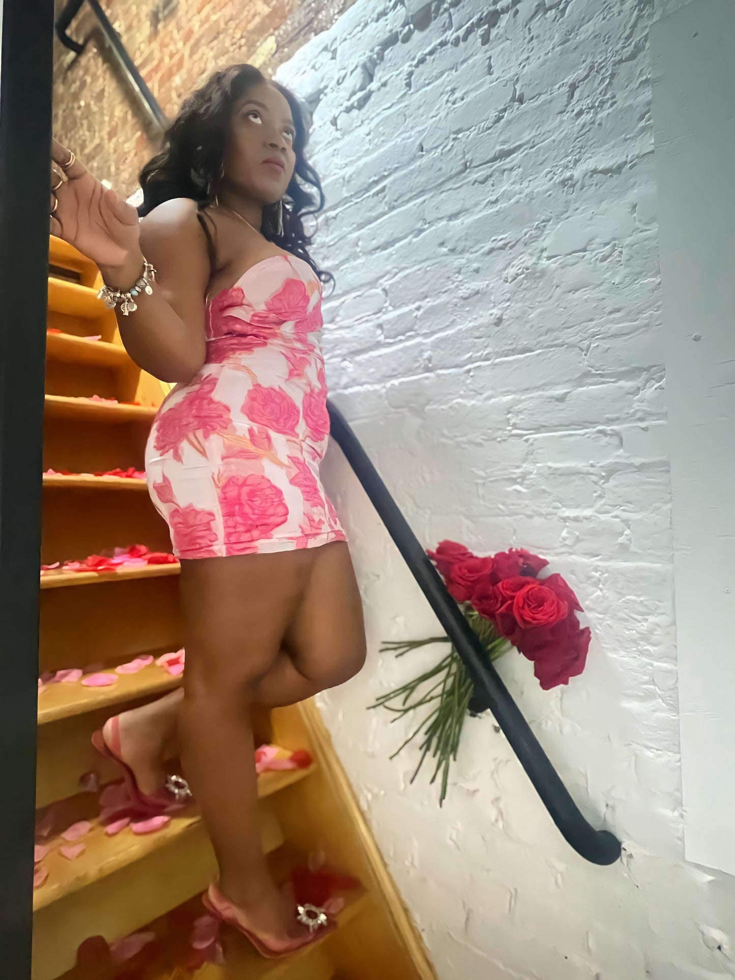 Rose Jacquard Mini Dress