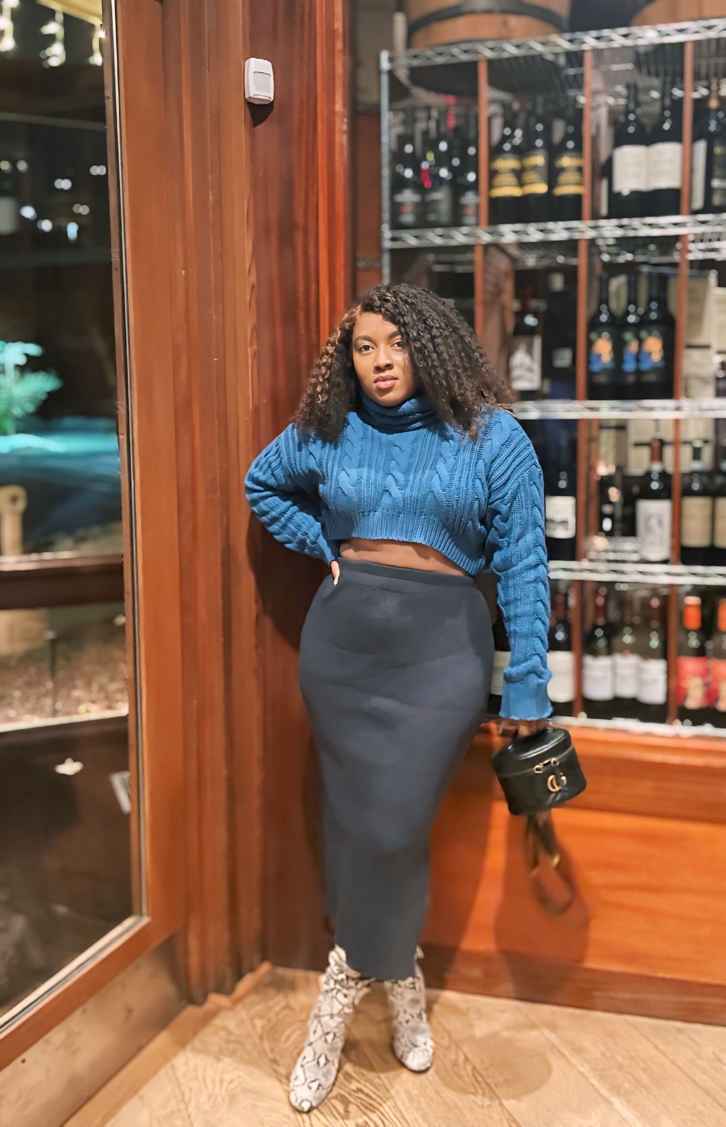 Peekaboo cropped turtleneck sweater