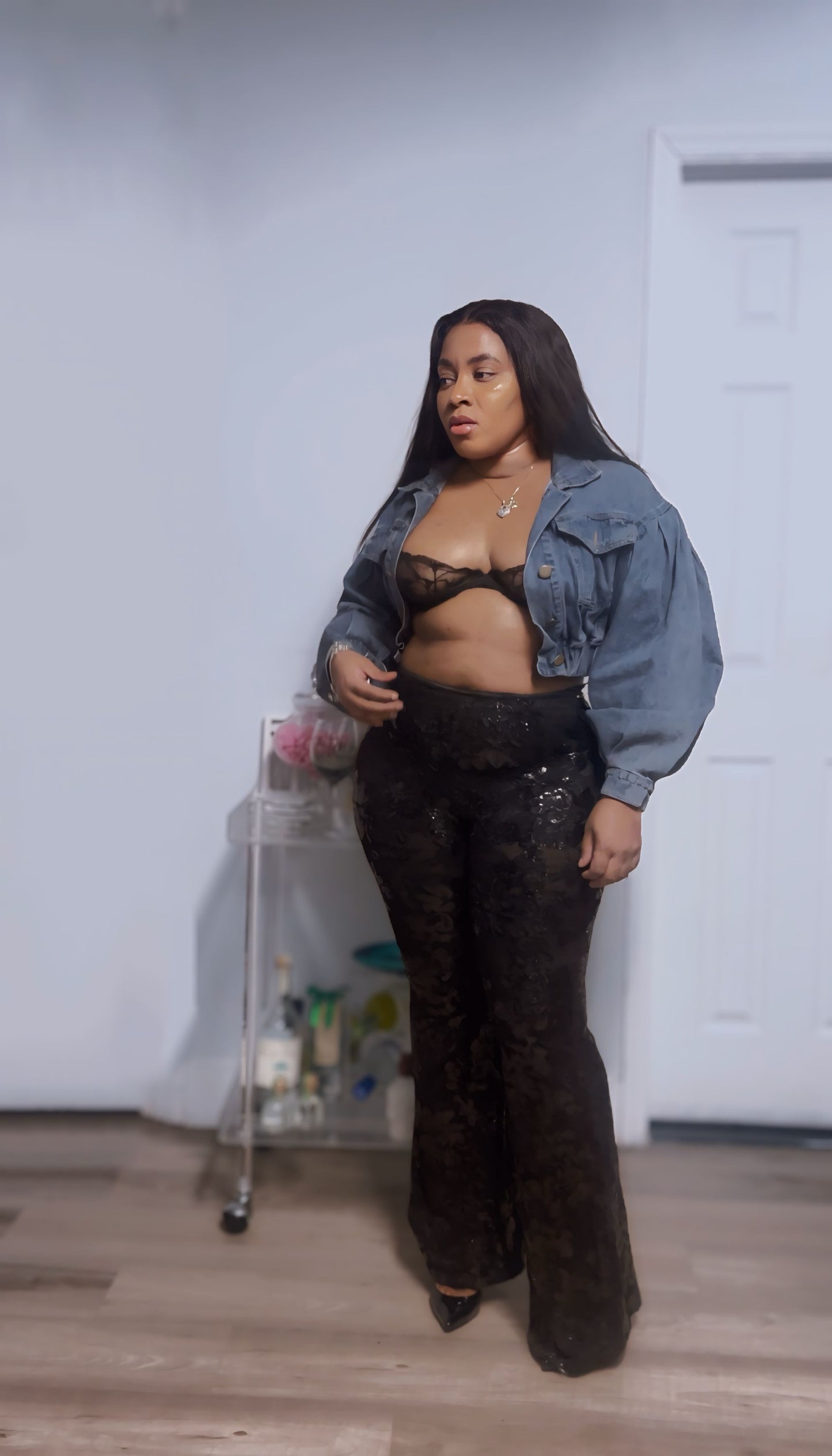 Sas Denim Crop Ballon Sleeve Jacket