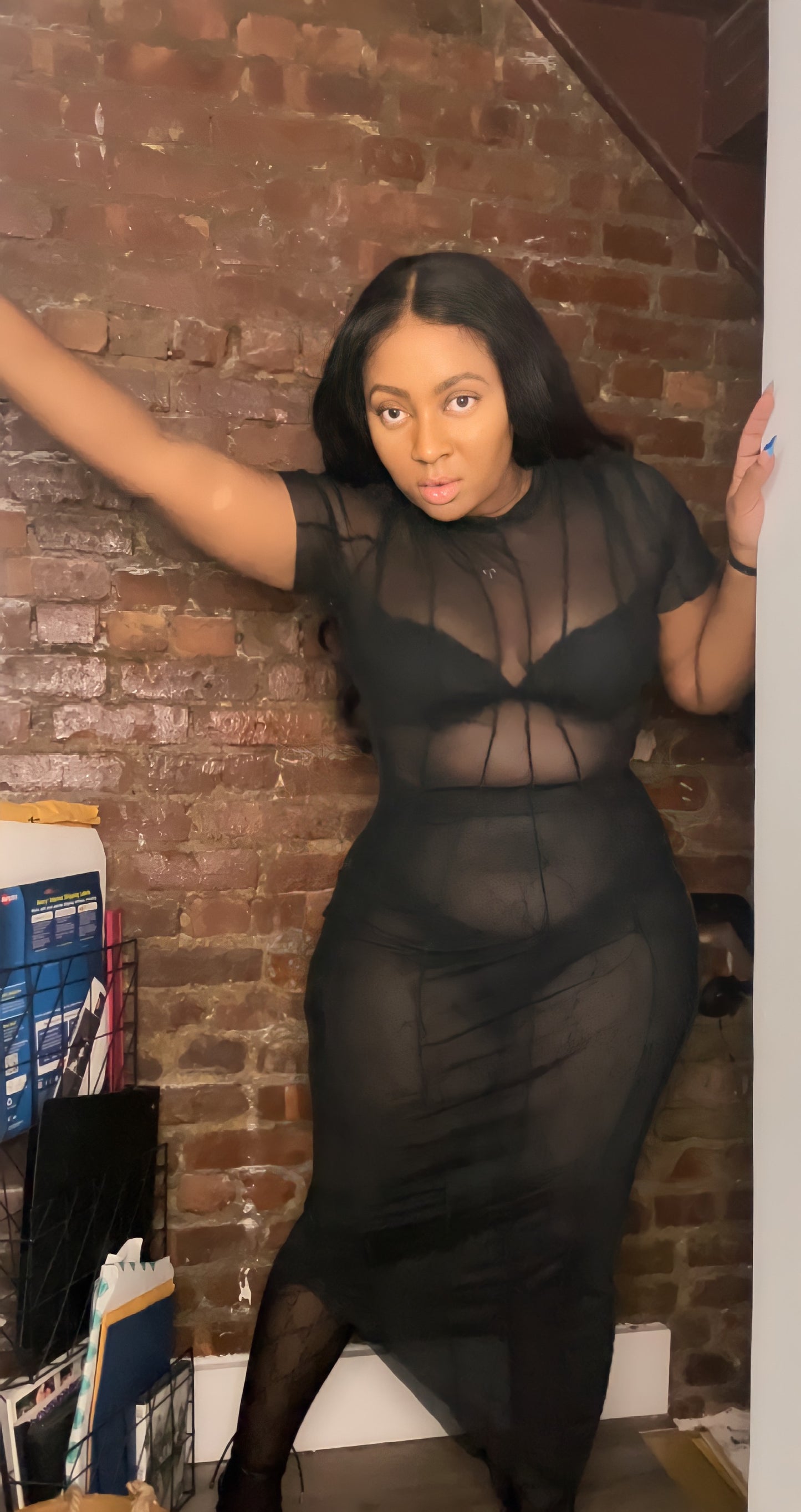 Mila mesh slant dress
