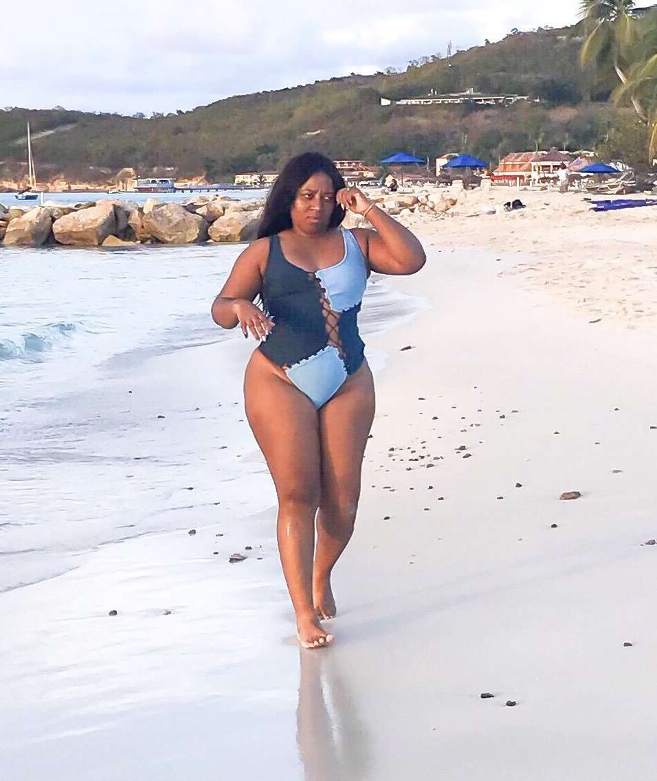 So Denim bandage swimsuit