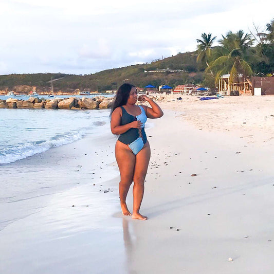 So Denim bandage swimsuit