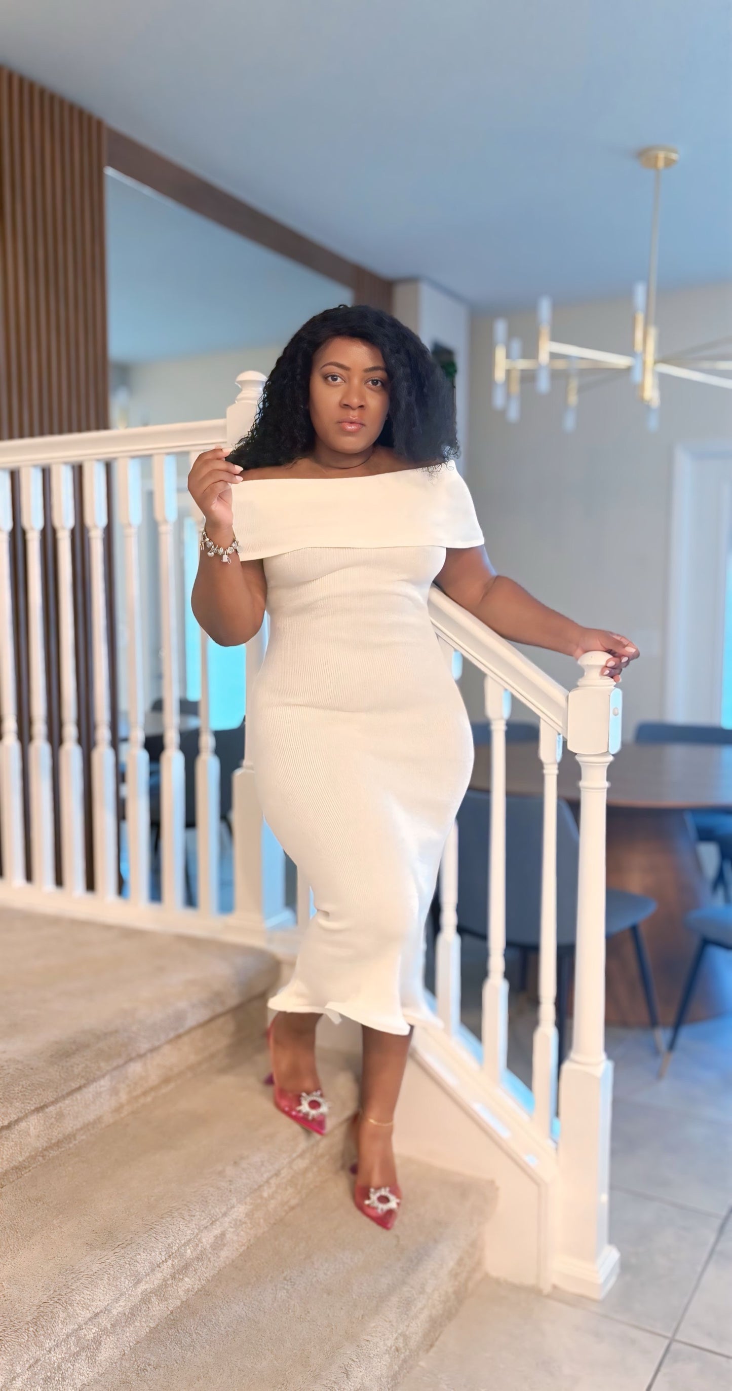 Luna Wave Off the Shoulder Midi Dress
