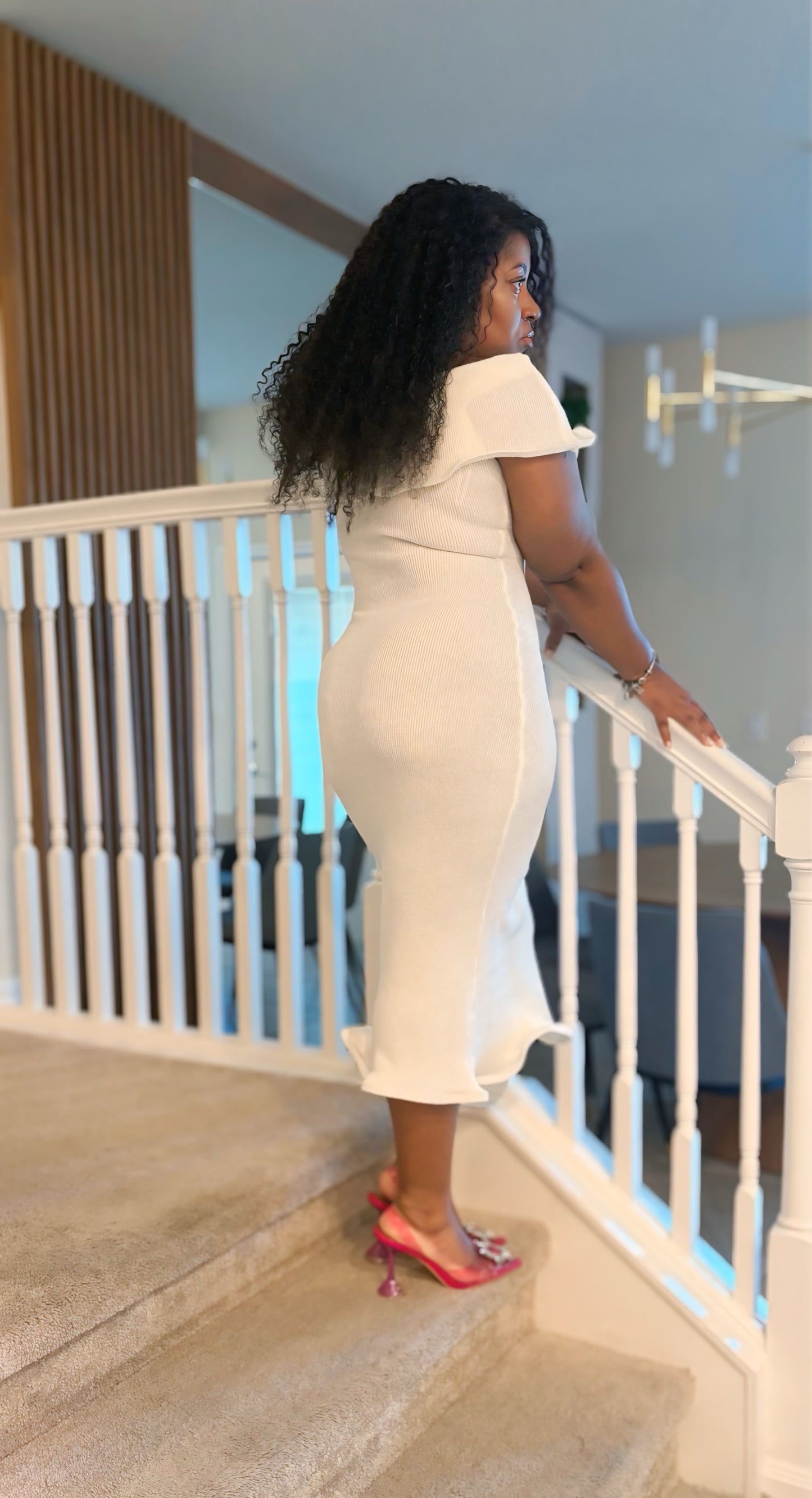 Luna Wave Off the Shoulder Midi Dress
