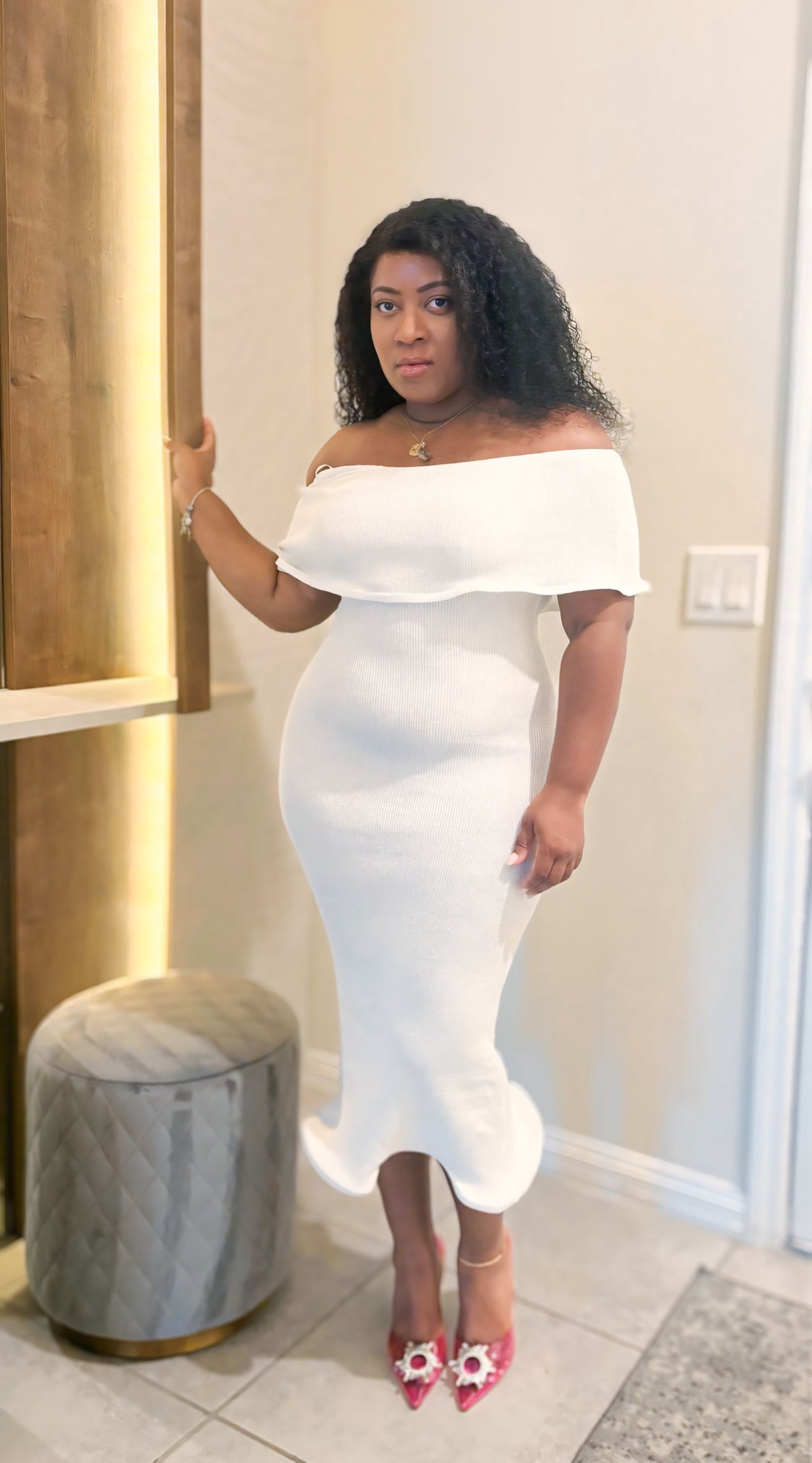 Luna Wave Off the Shoulder Midi Dress
